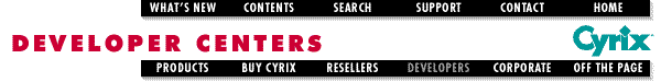 Developer Center and Site Navigational Bars