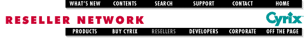 Reseller Network and Site Navigational Bars